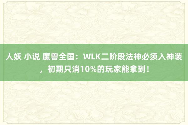 人妖 小说 魔兽全国：WLK二阶段法神必须入神装，初期只消10%的玩家能拿到！