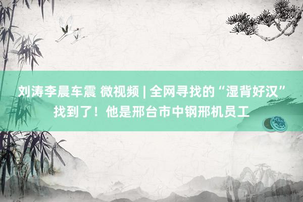 刘涛李晨车震 微视频 | 全网寻找的“湿背好汉”找到了！他是邢台市中钢邢机员工