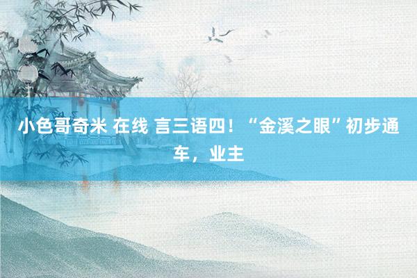 小色哥奇米 在线 言三语四！“金溪之眼”初步通车，业主