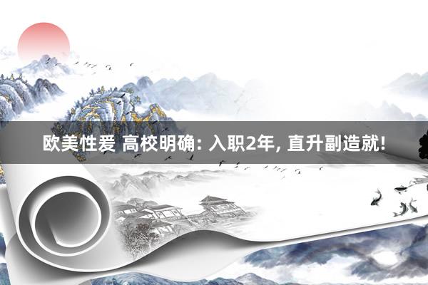 欧美性爰 高校明确: 入职2年, 直升副造就!