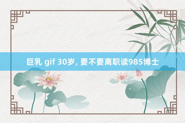 巨乳 gif 30岁, 要不要离职读985博士